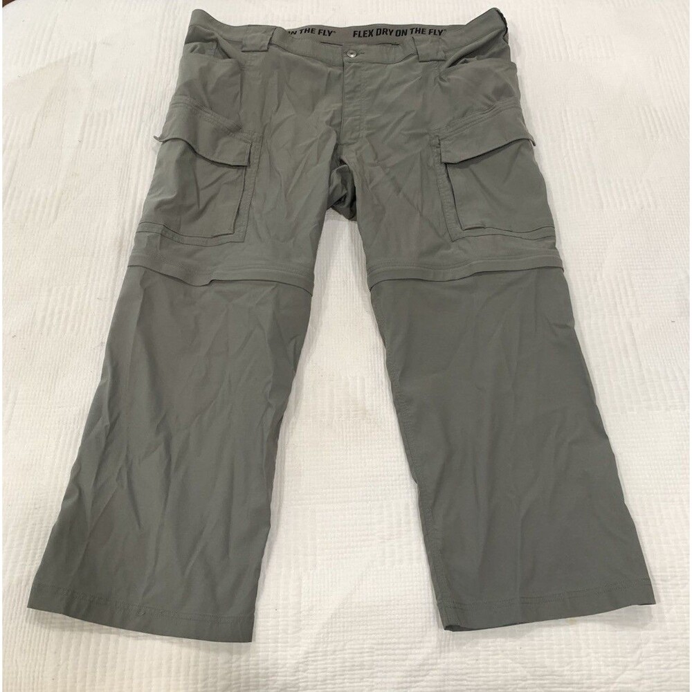 Duluth Trading Co Flex Dry On The Fly Pants Mens 48x30 Gray Cargo Zip Knee